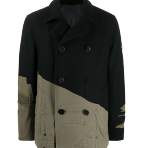 Men’s Contrast Panel Distressed Peacoat