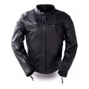 Men’s Black Leather Top Performer Jacket