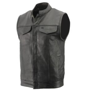 Men’s Premium Naked Cowhide Leather Club Style Vest