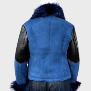 Anna Blue Shearling Sheepskin Leather Jacket