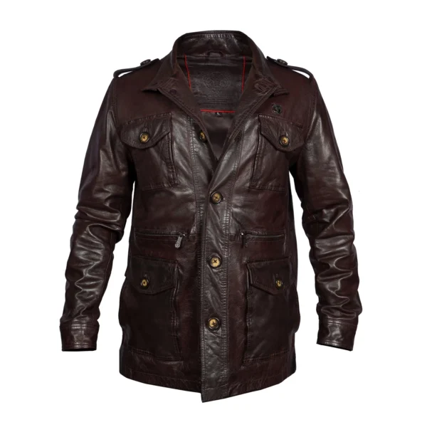 Brune & Bareskin Dark Brown Leather Field Jacket