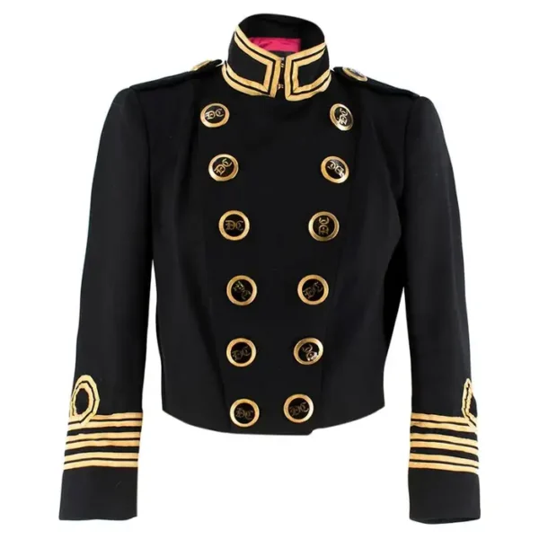 Dsquared-2-Black-Gold-Cropped-Military-Parade-Jacket